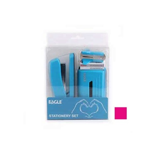 Gift Pack Agrafador+Furador Eagle Neon Color Rosa