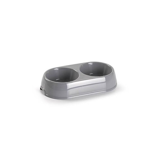 Comedouro Duplo Pequeno para Cão e Gato 25,5x14x5cm 1un