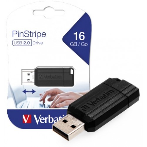 Pen Drive 16GB Verbatim Prinstripe USB 2.0 Preto