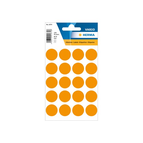 Etiquetas Redondas 19mm Laranja Herma1874 - 100un