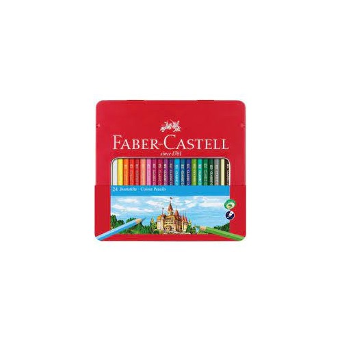 Lapis Cor 18cm Faber Castell Cx Metalica 24 unidades