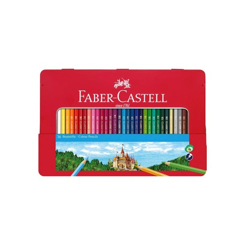 Lapis Cor 18cm Faber Castell Cx Metalica 36 unidades