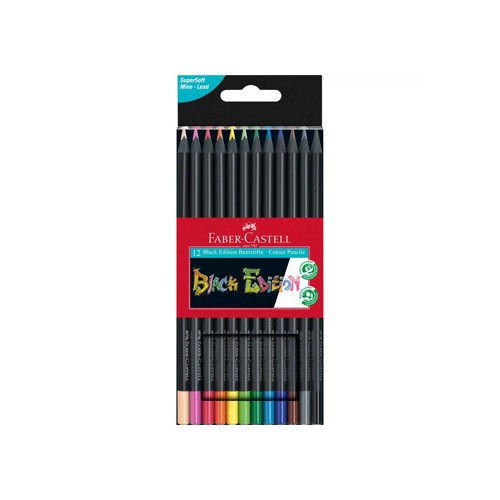 Lapis Cor 18cm Faber Castell Black Edition Cx Cartao 12 unidades