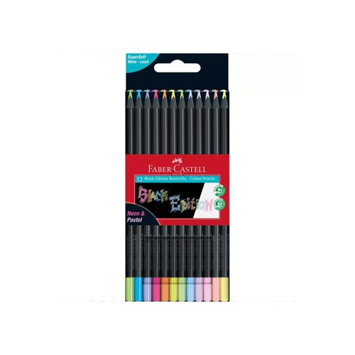 Lapis Cor 18cm Faber Castell Black Edition Cx Cartao 12 unidades