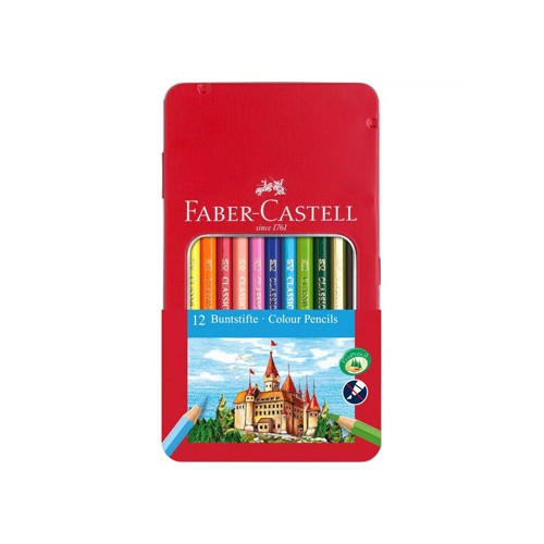 Lapis Cor 18cm Faber Castell Cx Metalica 12 unidades