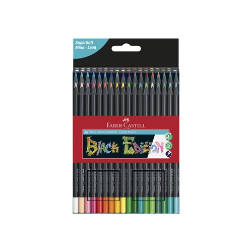 Lapis Cor 18cm Faber Castell Black Edition Cx Cartao 36 unidades