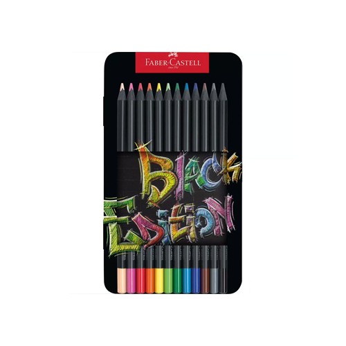 Lapis Cor 18cm Faber Castell Black Edition Cx Metalica 12un
