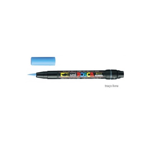 Marcador Uniball Posca Pincel PCF-350 1-10mm Azul Claro