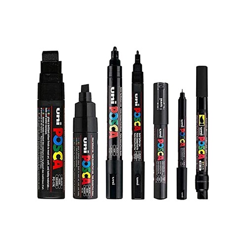 Marcador Uniball Posca Preto Pack 7 unidades