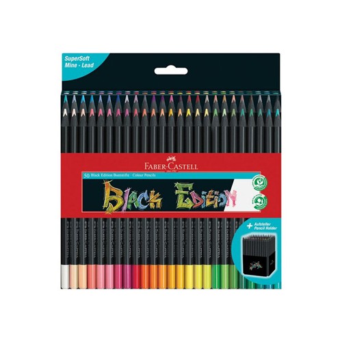 Lapis Cor 18cm Faber Castell Black Edition Cx Cartao 50un