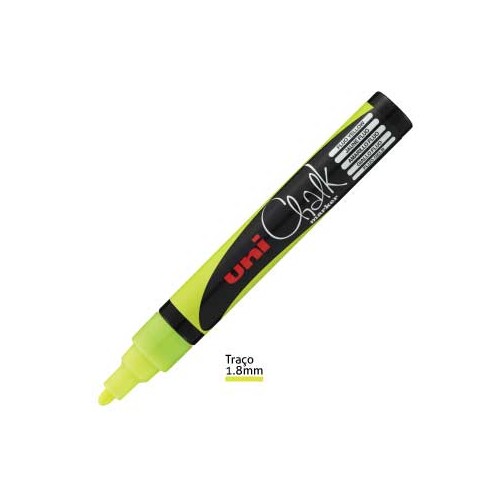 Marcador Giz Chalk UNI PWE-5M Amarelo Fluorescente - 2 unidades