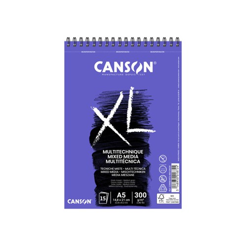 Bloco Espiralado Canson XL Mix Media A5 300gr 30F