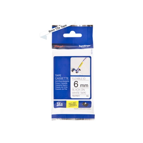 Fita Laminada Flexivel 06mmx8mts Branco/ Preto (TZEFX211)