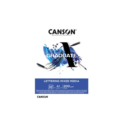 Bloco Canson Graduate Lettering Mixed Media A4 200gr 20Fls