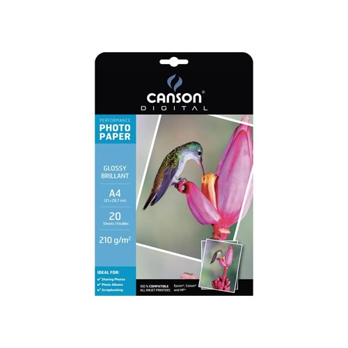 Papel 210gr Fotografico Canson Perform Satin A4 p / InkJet 20 Folhas