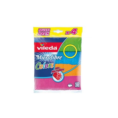 Pano Microfibras 30x30cm Cores Sortidas Vileda 4un