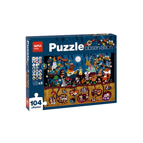 Jogo Educativo Puzzle Apli Observação do Bosque 104 Peças
