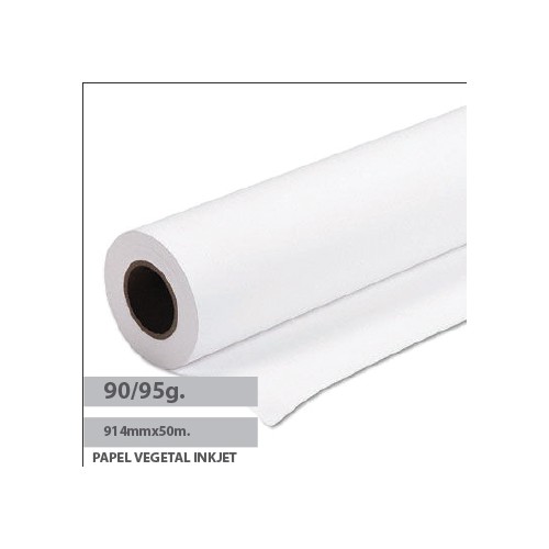 Papel Vegetal InkJet 90 / 95gr 914mmx50mtsx50 Pack 1 Rolo