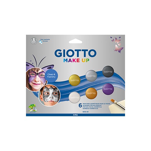 Pintura Facial Pincel Esponja Giotto Metalizadas 6 Cores