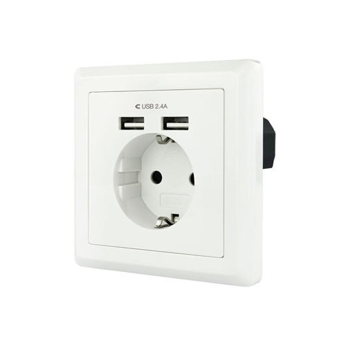 Tomada de Parede Encastre 2x Portas USB