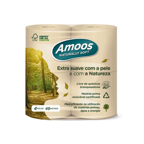 Papel Higiénico Doméstico 48mts Naturally Soft 2Fls 4 Rolos - 3 Packs