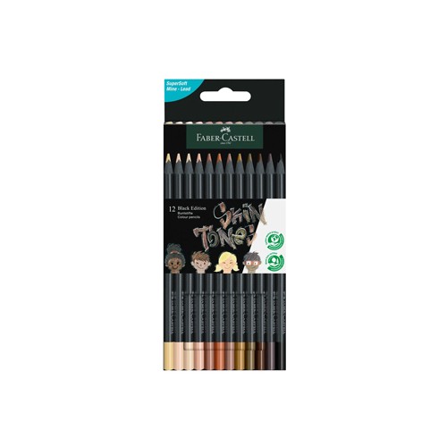 Lapis Cor 18cm Faber Castell Black Edition Tons Pele 12 unidades