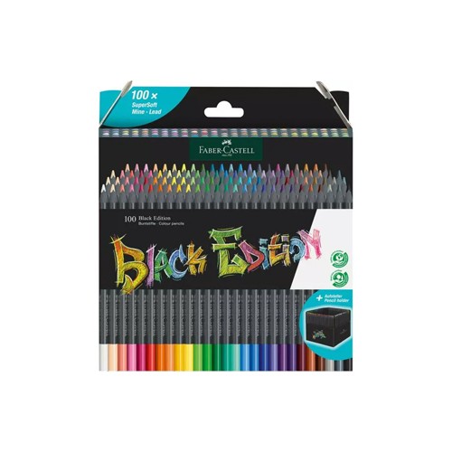 Lapis Cor 18cm Faber Castell Black Edition Caixa Cartão 100 unidades