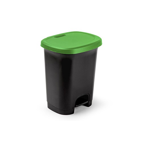 Contentor Plastico com Pedal Preto 27 Litros Tampa Verde