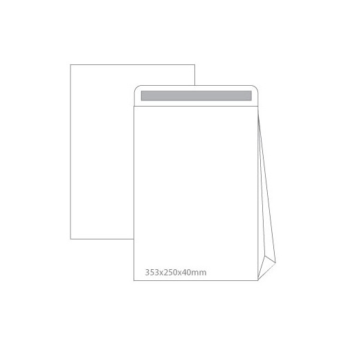 Envelopes Saco 250x353 com Fole 40mm B4 Branco 090g 50 unidades