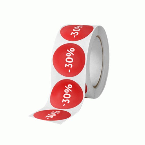 Etiquetas Promocionais Redondas -30% 400un Vermelho (5 packs)