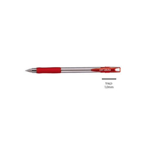 Esferografica Uni Lakubo SG100 Ruber Grip 1,0mm Vermelho -12u