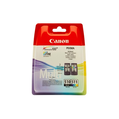 Pack Tinteiros Canon 510 / 511 Preto/ Cor 9ml (2970B010, PG510, CL511)