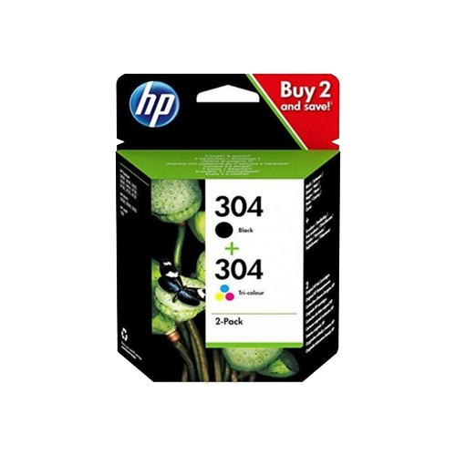 Pack Tinteiros HP 304 Preto / Cor 3JB05A (N9K05A + N9K06A) 4ml / 2ml