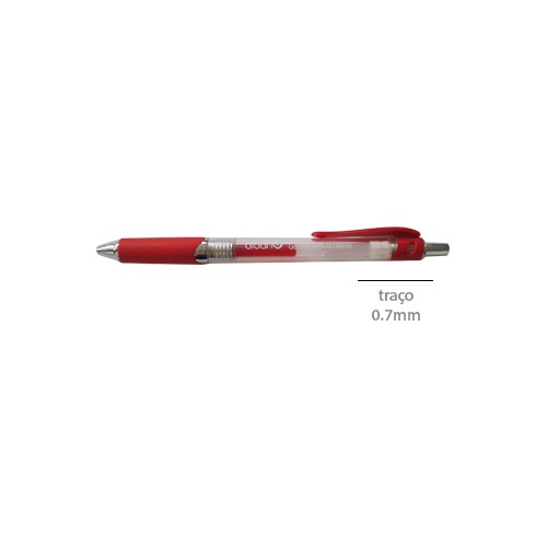 Esferografica Gel 0,7mm Retractil Vermelha - 12 unidades