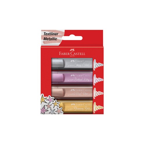 Marcador Metalico Faber-Castell Textliner 46 - 4 unidades