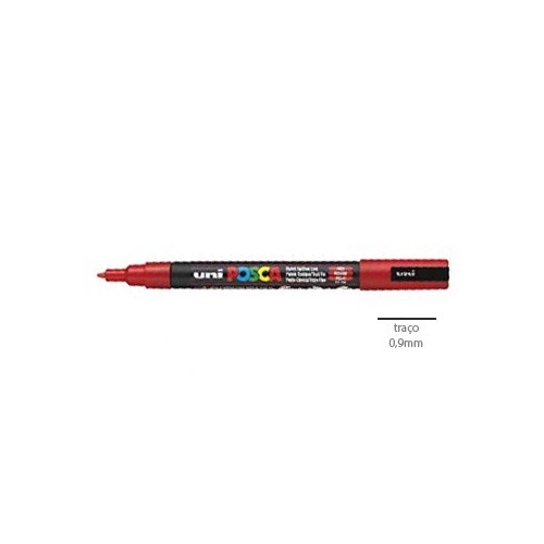 Marcador Uniball Posca PC3M 0,9mm Vermelho