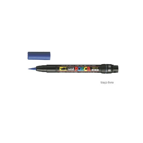 Marcador Uniball Posca Pincel PCF-350 Livre Azul