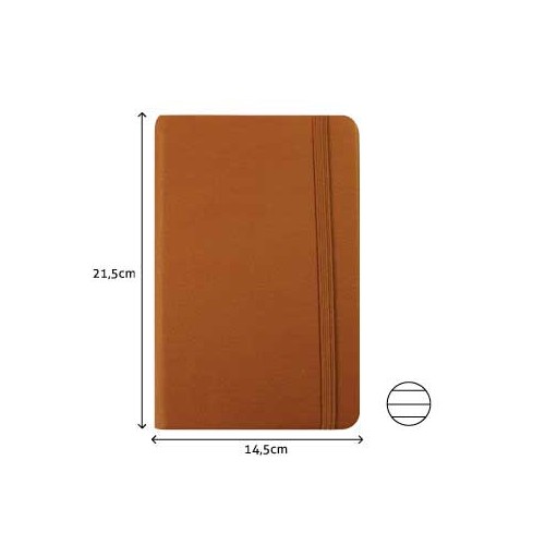 Bloco Notas Pautado 21,5x14,5cm Semi Pele Camel 116 Folhas