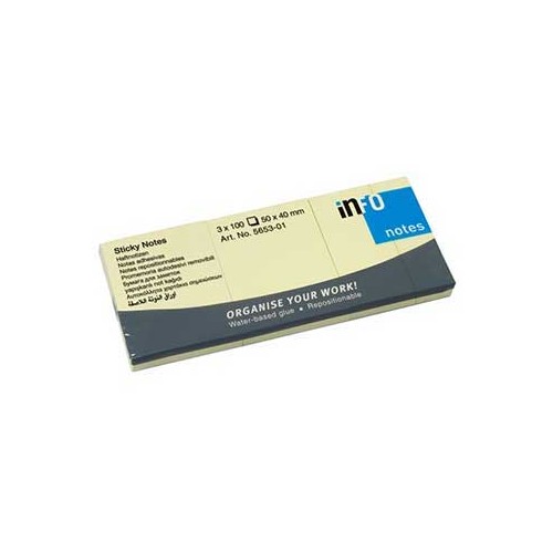 Bloco Adesivo Amarelo 40x50mm 100 folhas Pack 3 / 4 unidades