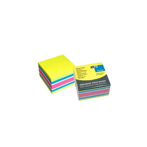 Bloco (Cubo) Adesivo Brilhante 4 Cores 75x75mm 450Folhas - 3 unidades